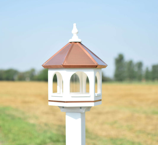 small vinyl and copper arched bird feeder