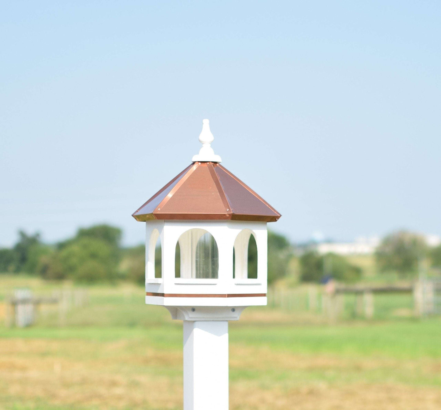 small vinyl and copper bird feeder