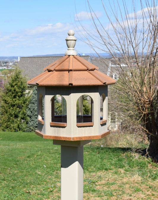 small poly octagon bird feeder birch and mahogany