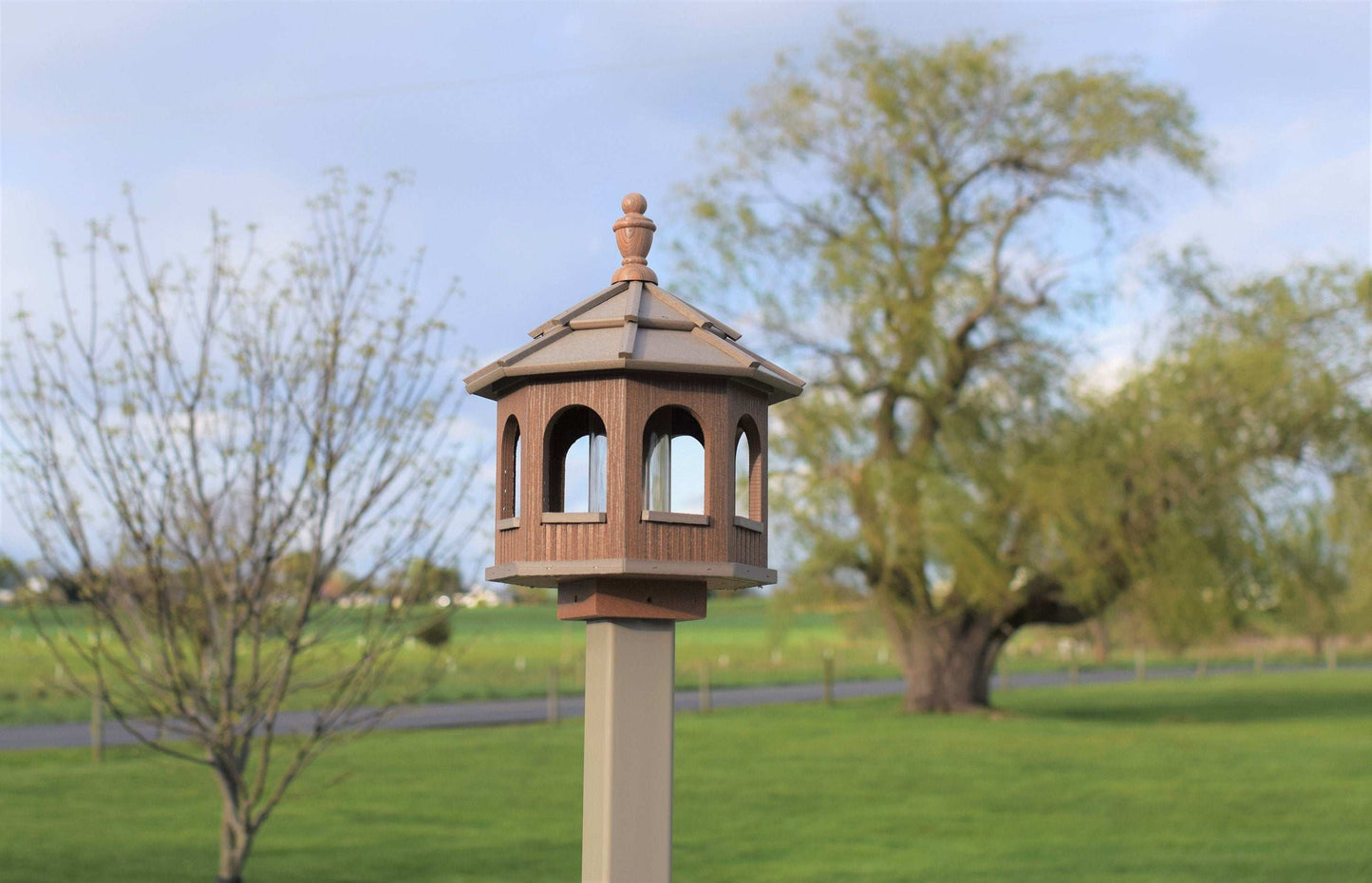 small poly octagon bird feeder mahogany and clay