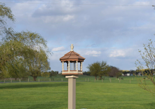 small poly spindle bird feeder birch and mahogany