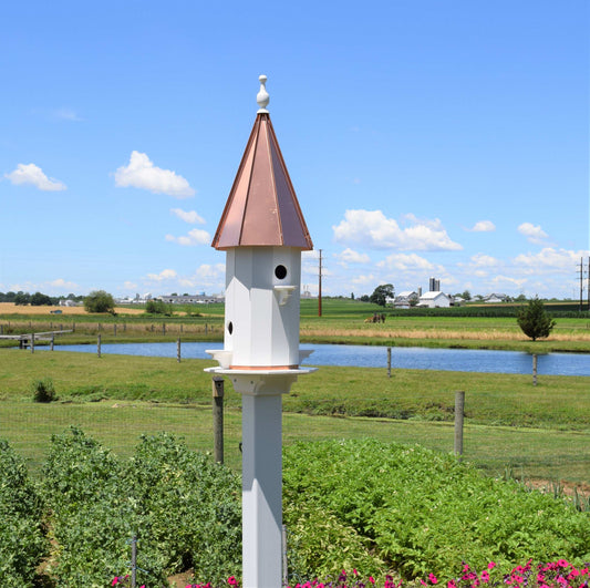 tall vinyl and copper birdhouse