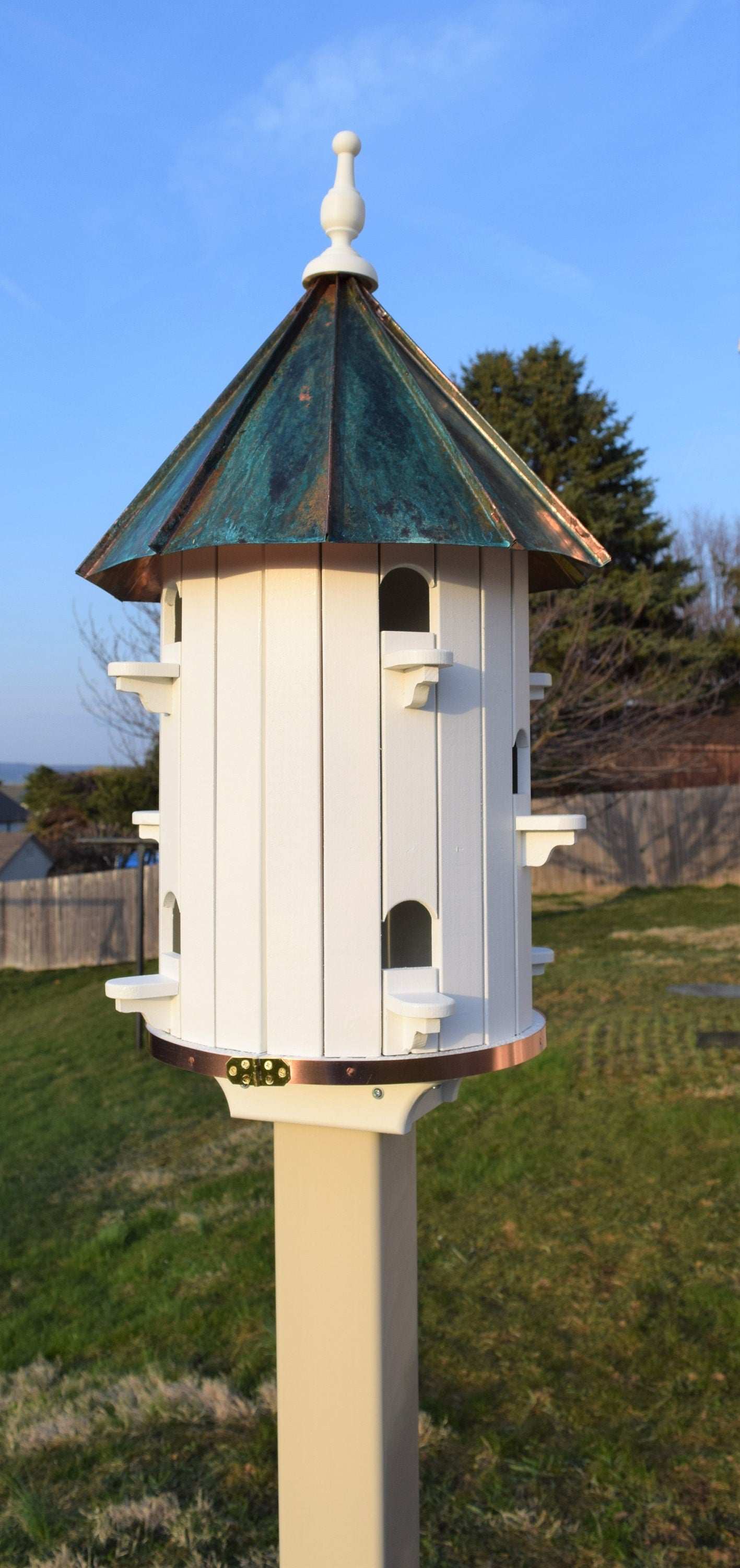ten hole high patina roof birdhouse