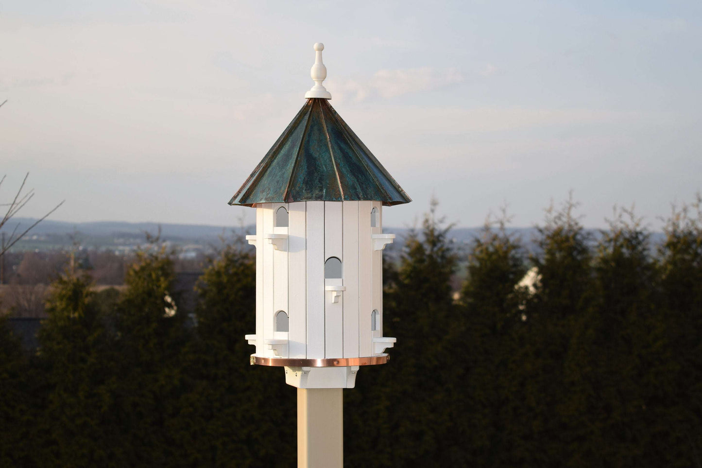 ten hole patina roof birdhouse