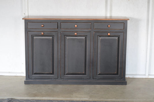 triple trash bin black and special walnut
