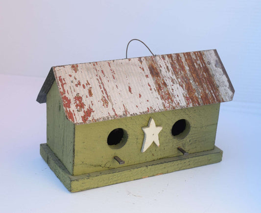 two hole wren birdhouse olive
