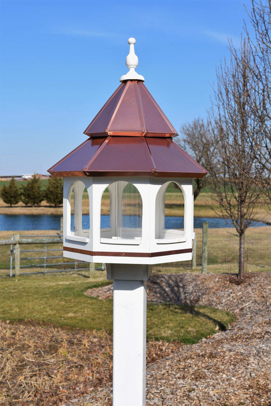 vinyl and copper double roof bird feeder
