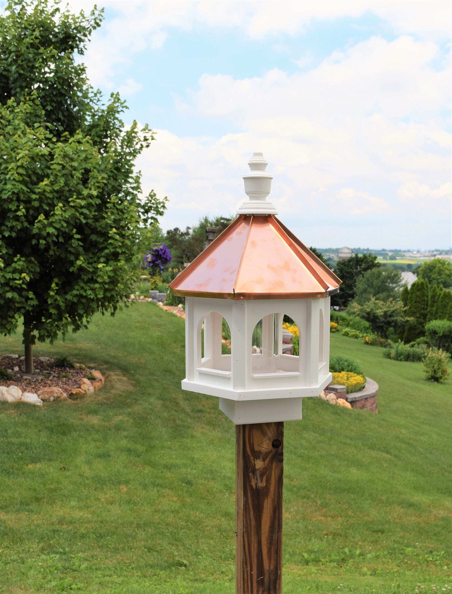 vinyl and copper roof bird feeder small