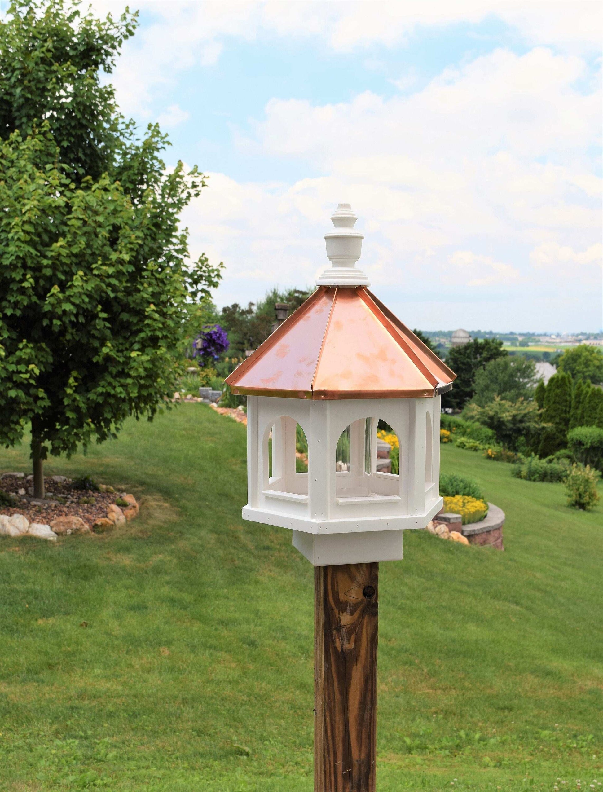 vinyl and copper roof bird feeder small