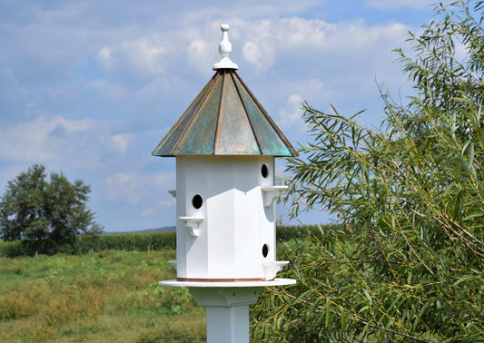 vinyl and patina 6 hole birdhouse