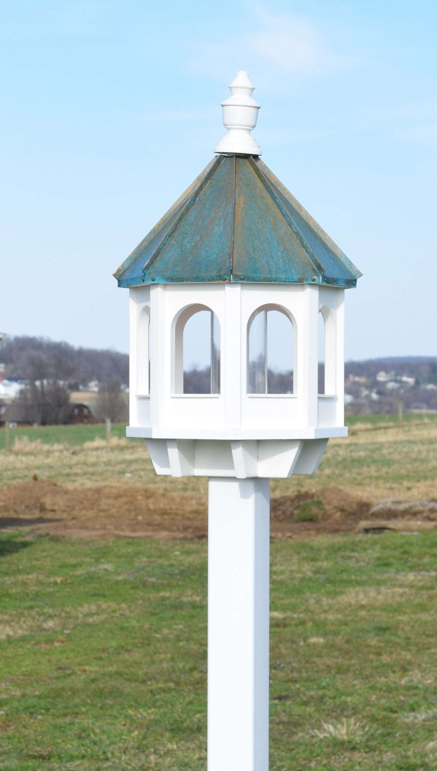vinyl and patina bird feeder