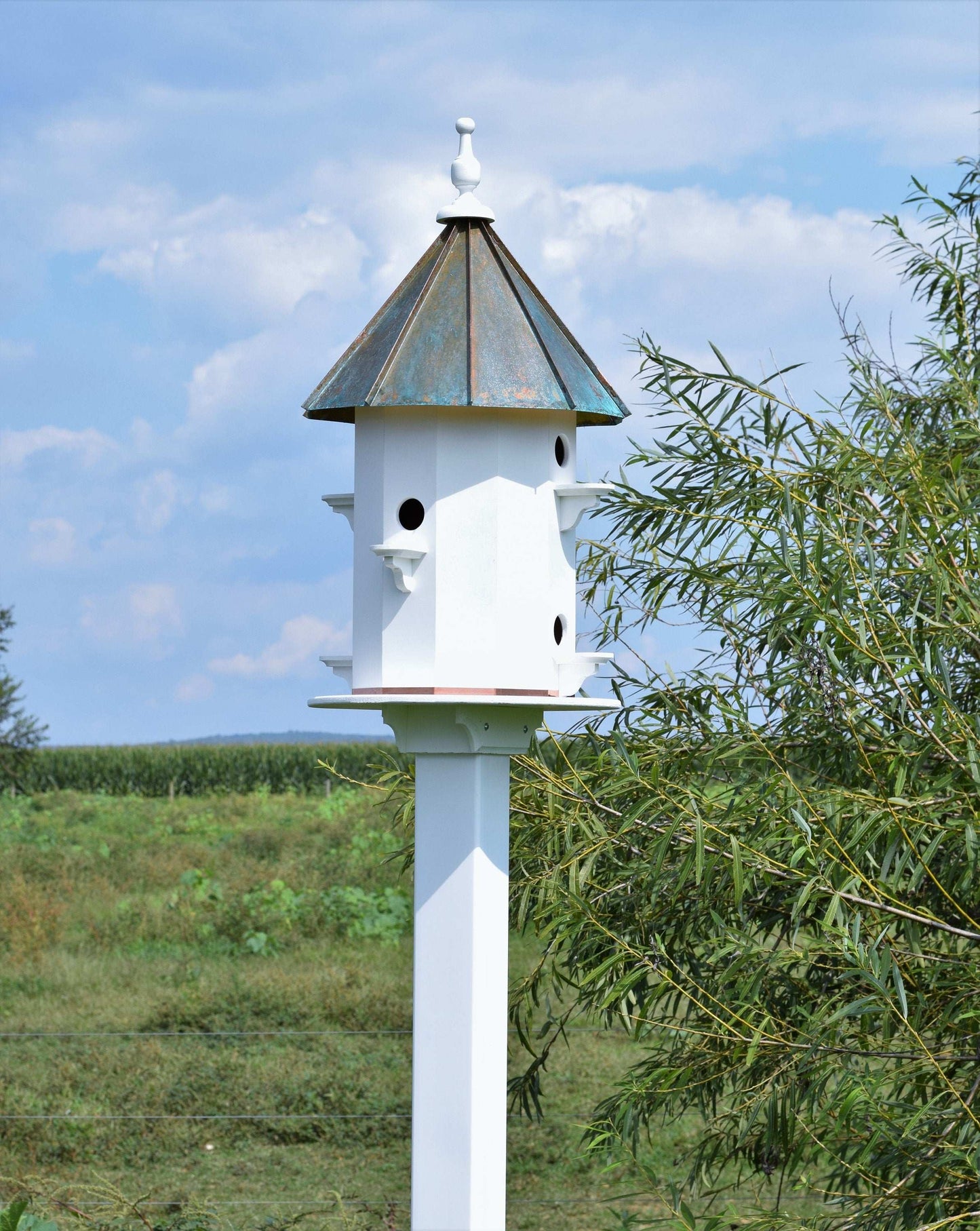 vinyl and patina roof 6 hole amish birdhouse