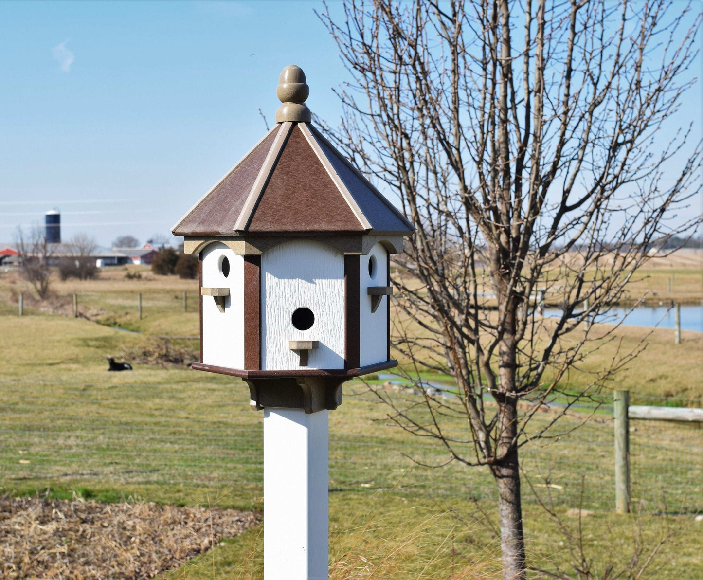 white brown clay gazebo birdhouse