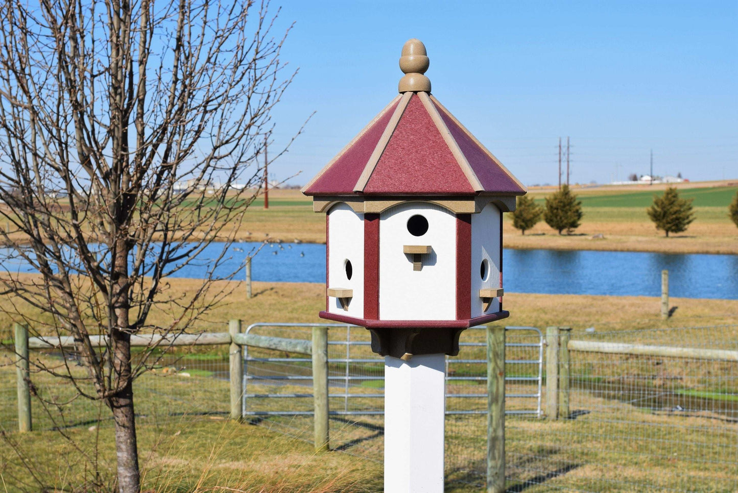 white cherry and clay gazebo birdhouse