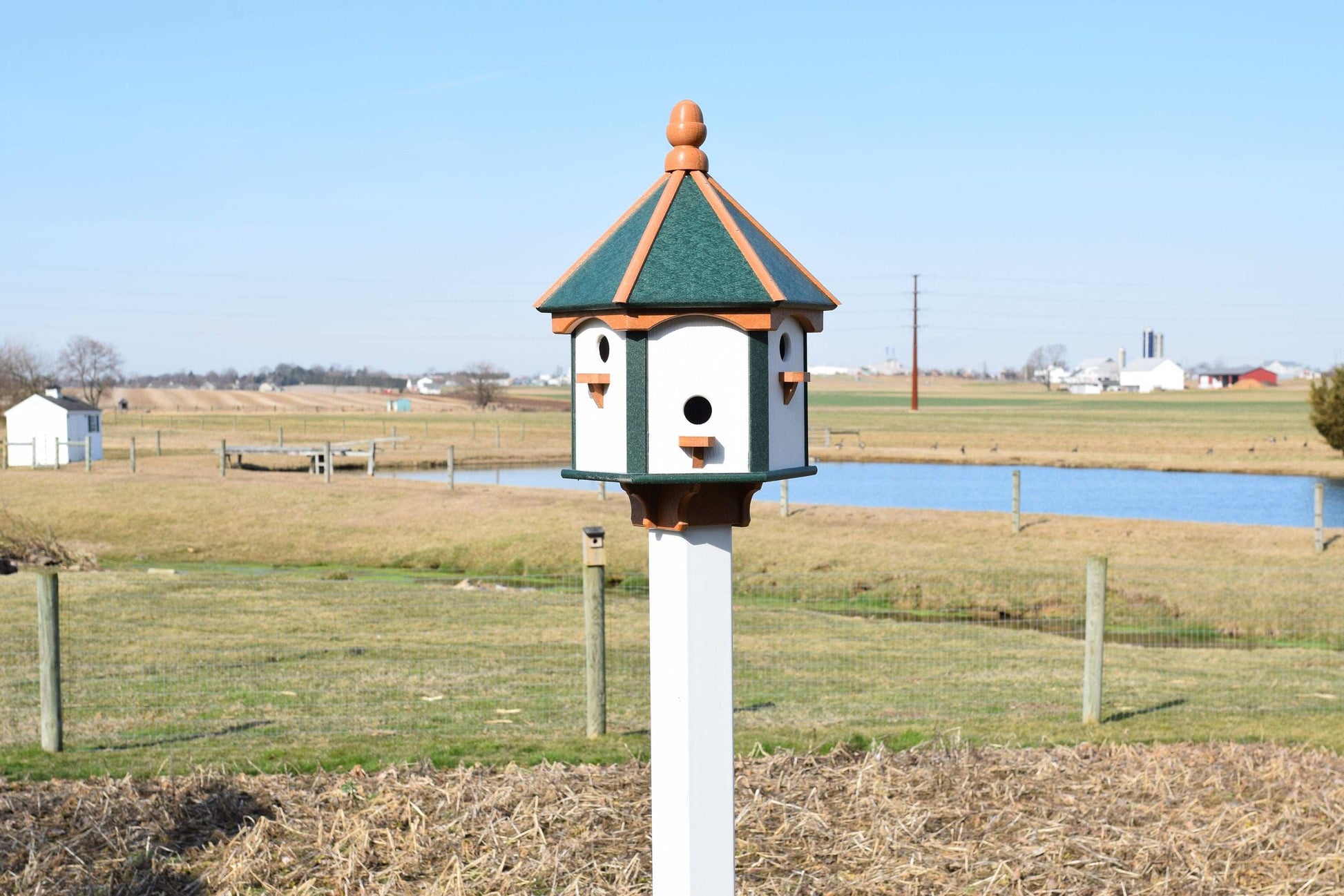 white green and cedar gazebo birdhouse