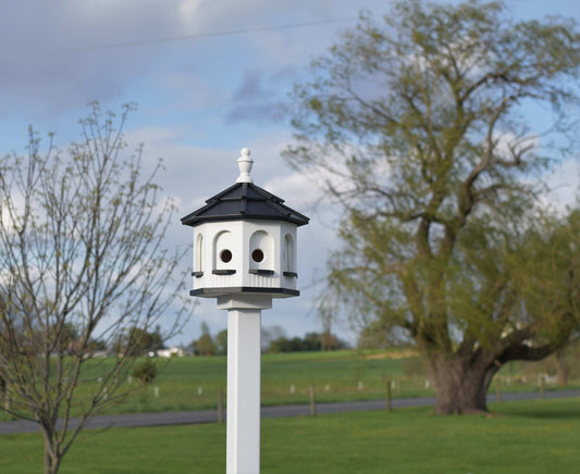 white and black small poly gazebo birdhouse
