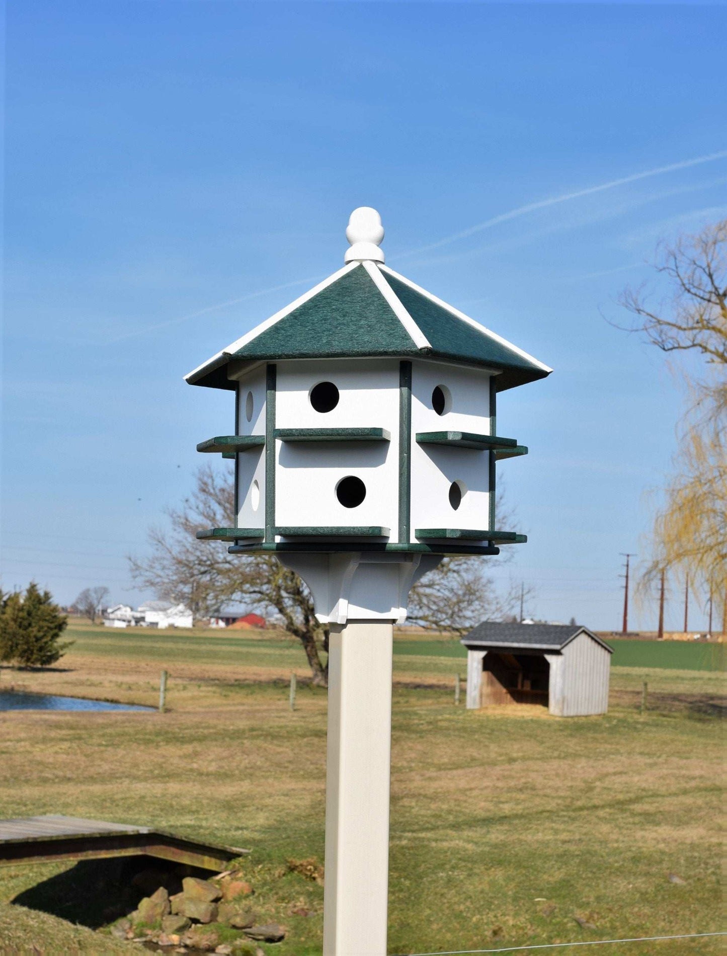 white and green martin poly birdhouse