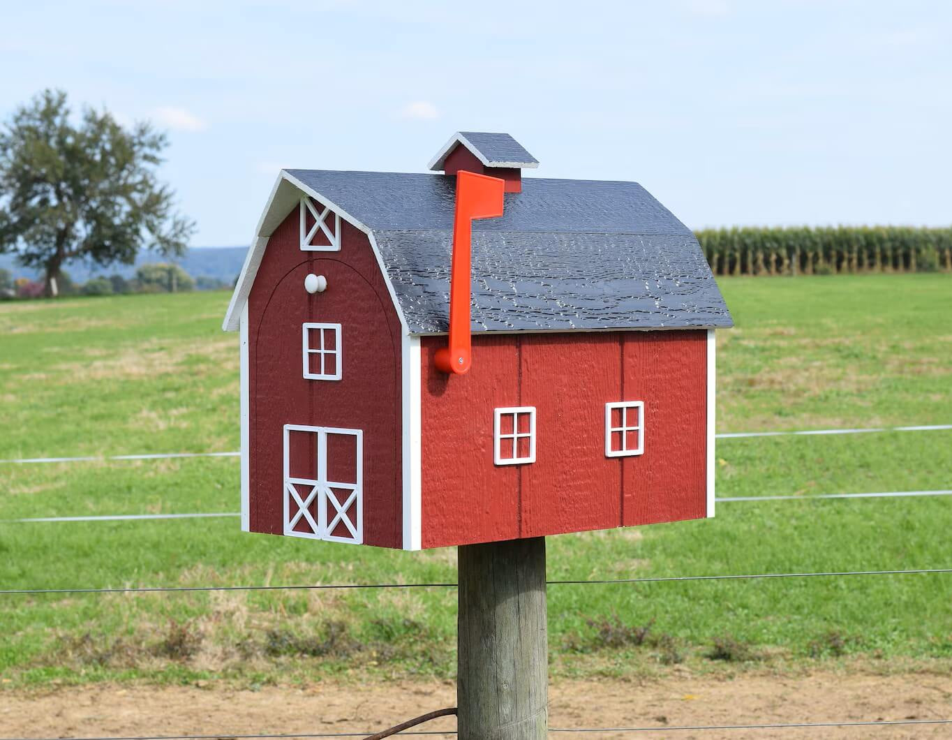 extra large red barn mailbox