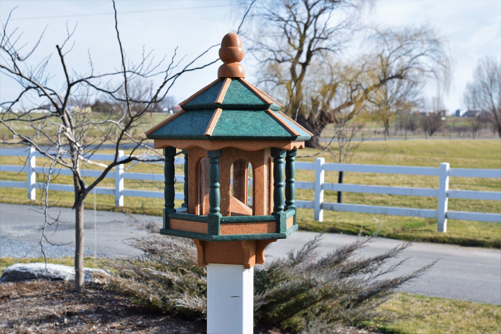 extra small gazebo bird feeder cedar and green
