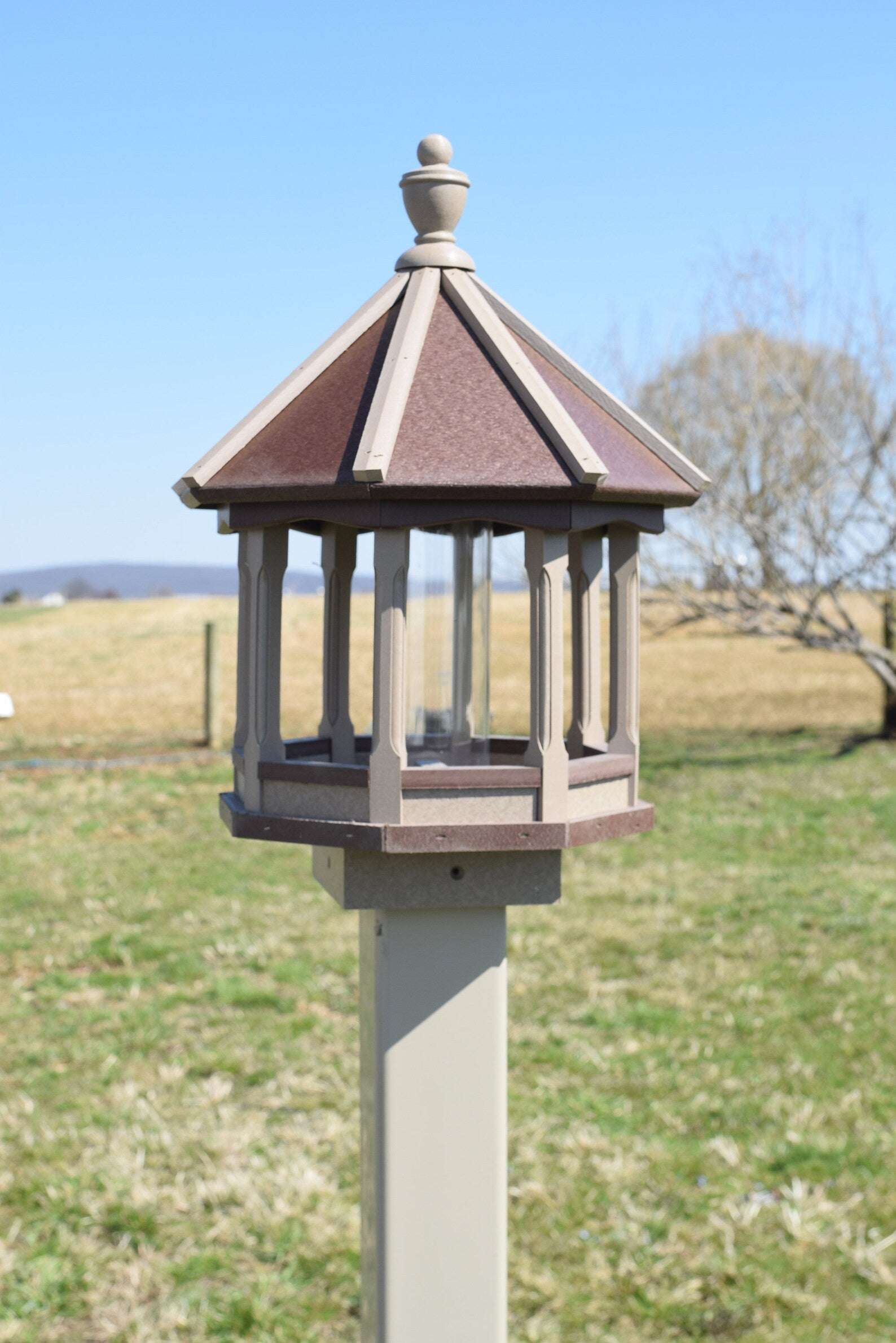 extra small poly spindle bird feeder clay and brown