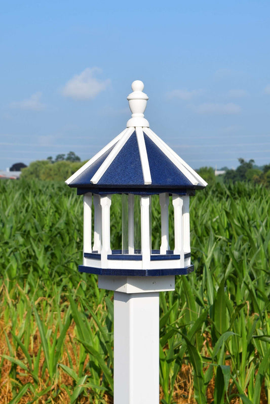 extra small poly spindle bird feeder white and blue