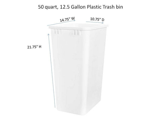 50 qt plastic trash can measurements