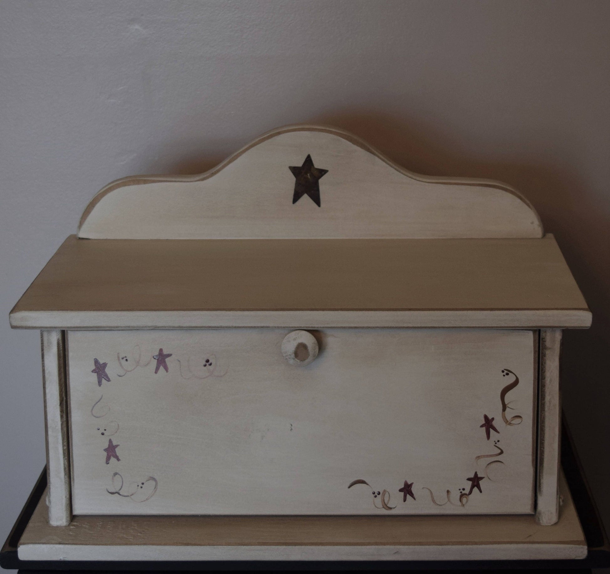 antique white amish bread box