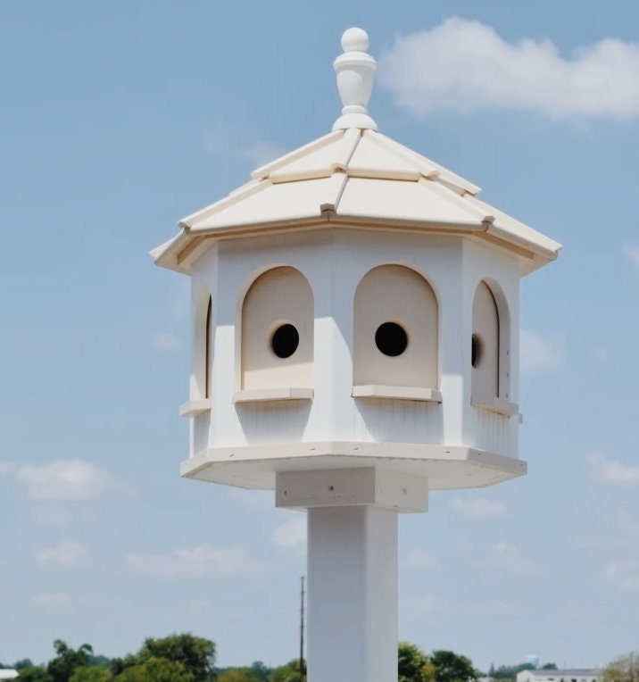 white and ivory poly lumber birdhouse