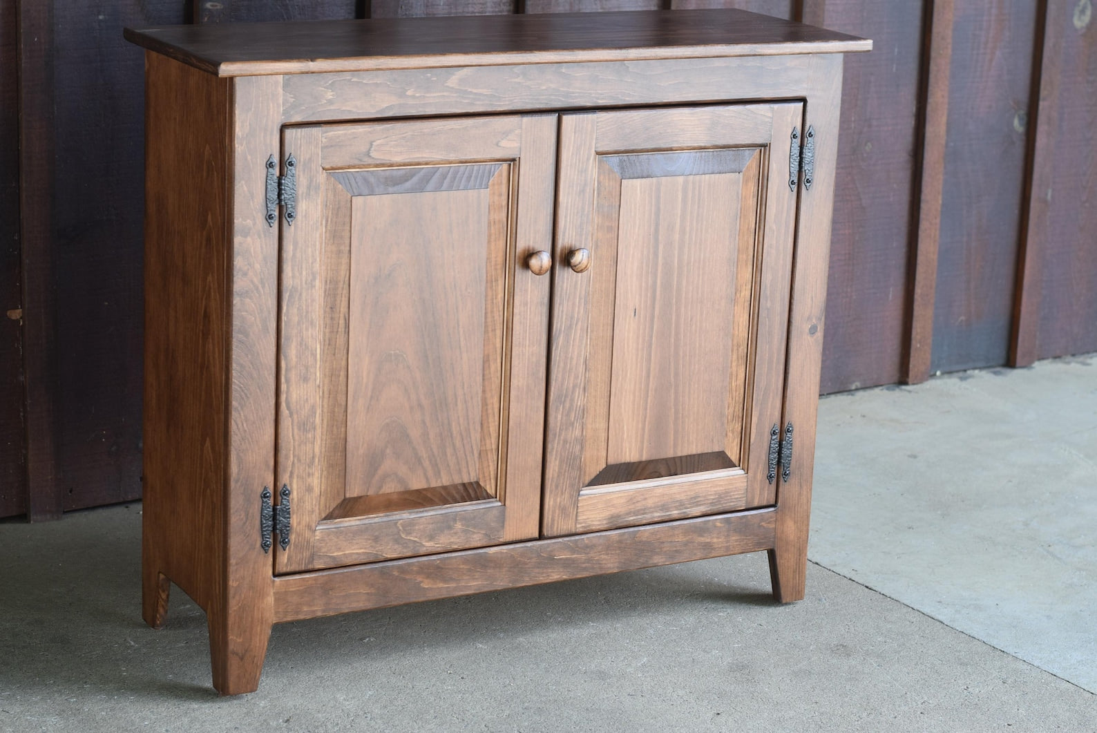 Special walnut primitive hall cabinet