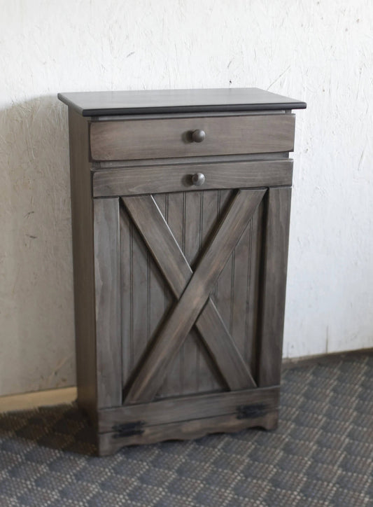 XL primitive trash bin with x door