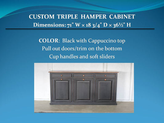 CUSTOM trip HAMPER CABINET . Amish Handcrafted #4 cup handles