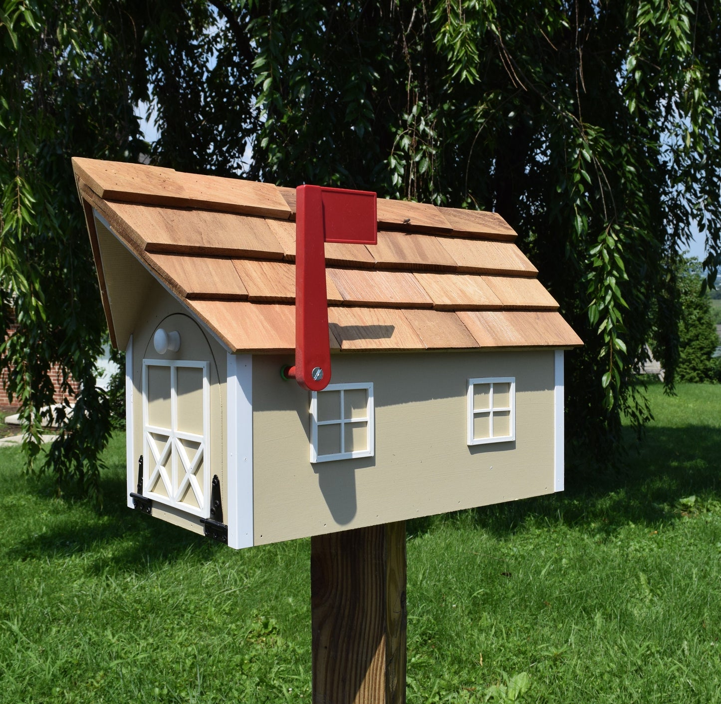 Amish Wooden House Mailbox