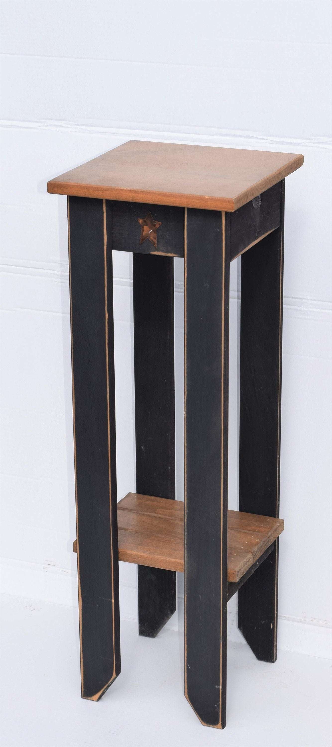 black and modern walnut accent table