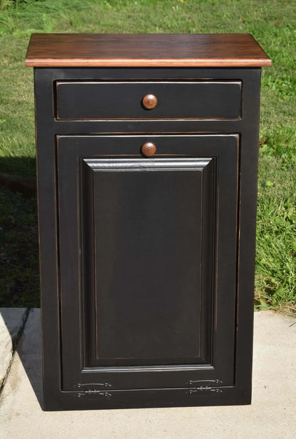 Primitive Amish Wooden Trash Bin (No Trim)