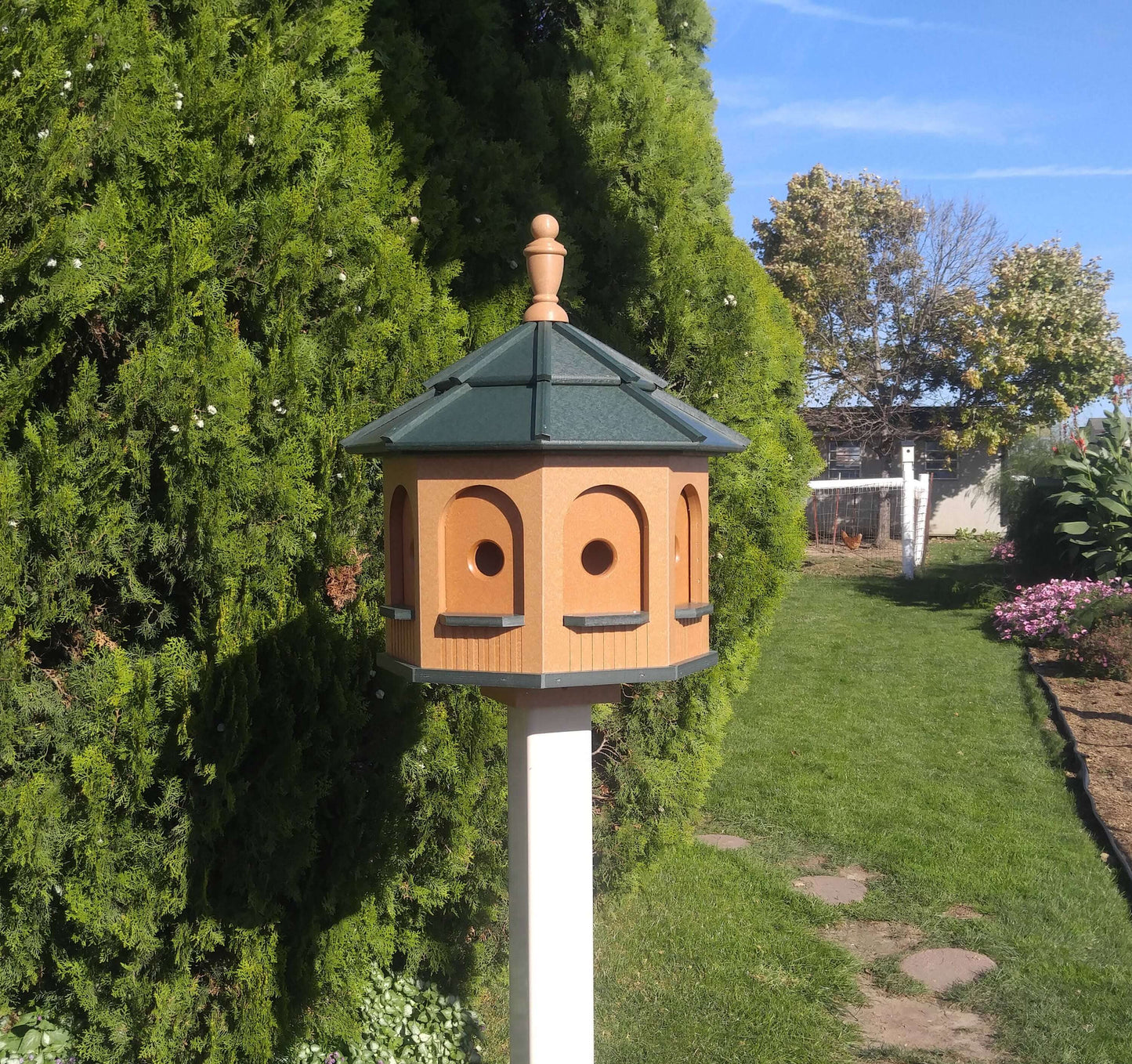 cedar and green poly birdhouse