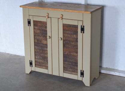 country tan and golden oak hall cabinet