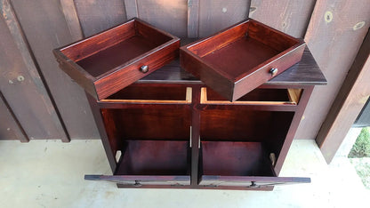 disassembled double trash bin
