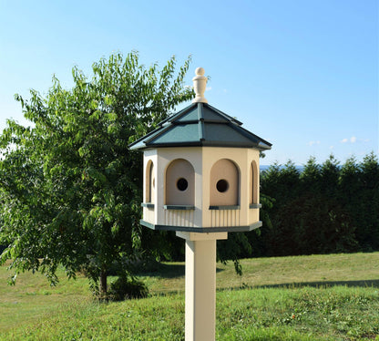 ivory and green poly birdhouse