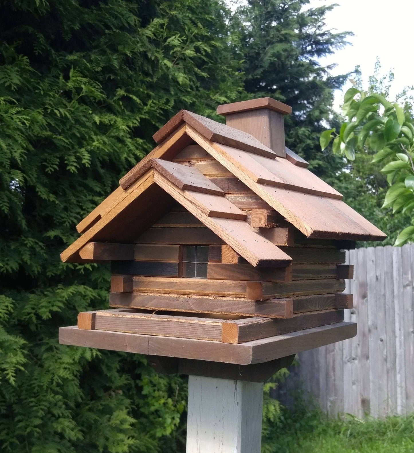 small log cabin bird feeder
