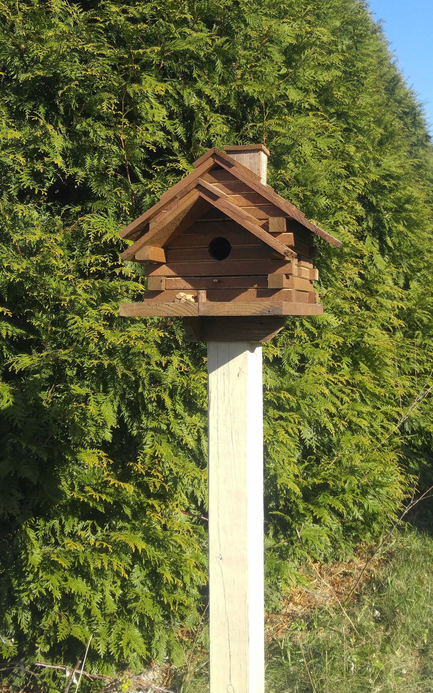 log cabin birdhouse reclaimed materials