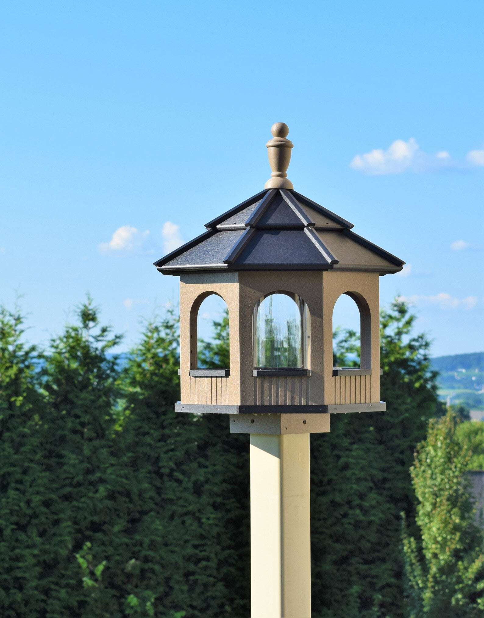 large octagon gazebo bird feeder clay and black
