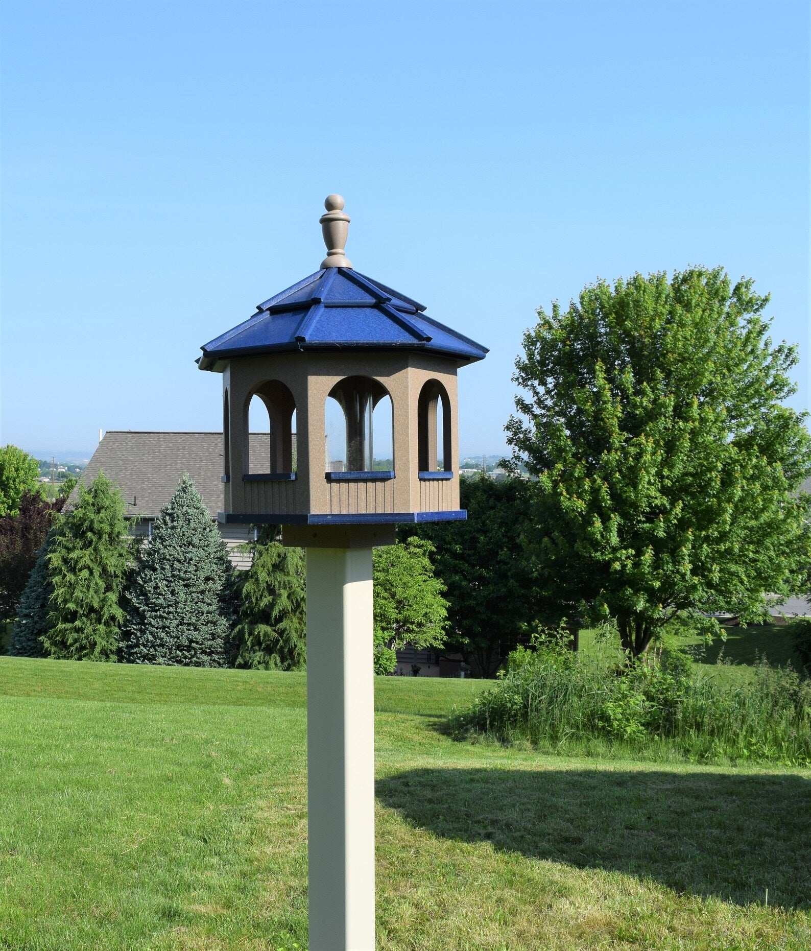 large octagon gazebo bird feeder clay and blue
