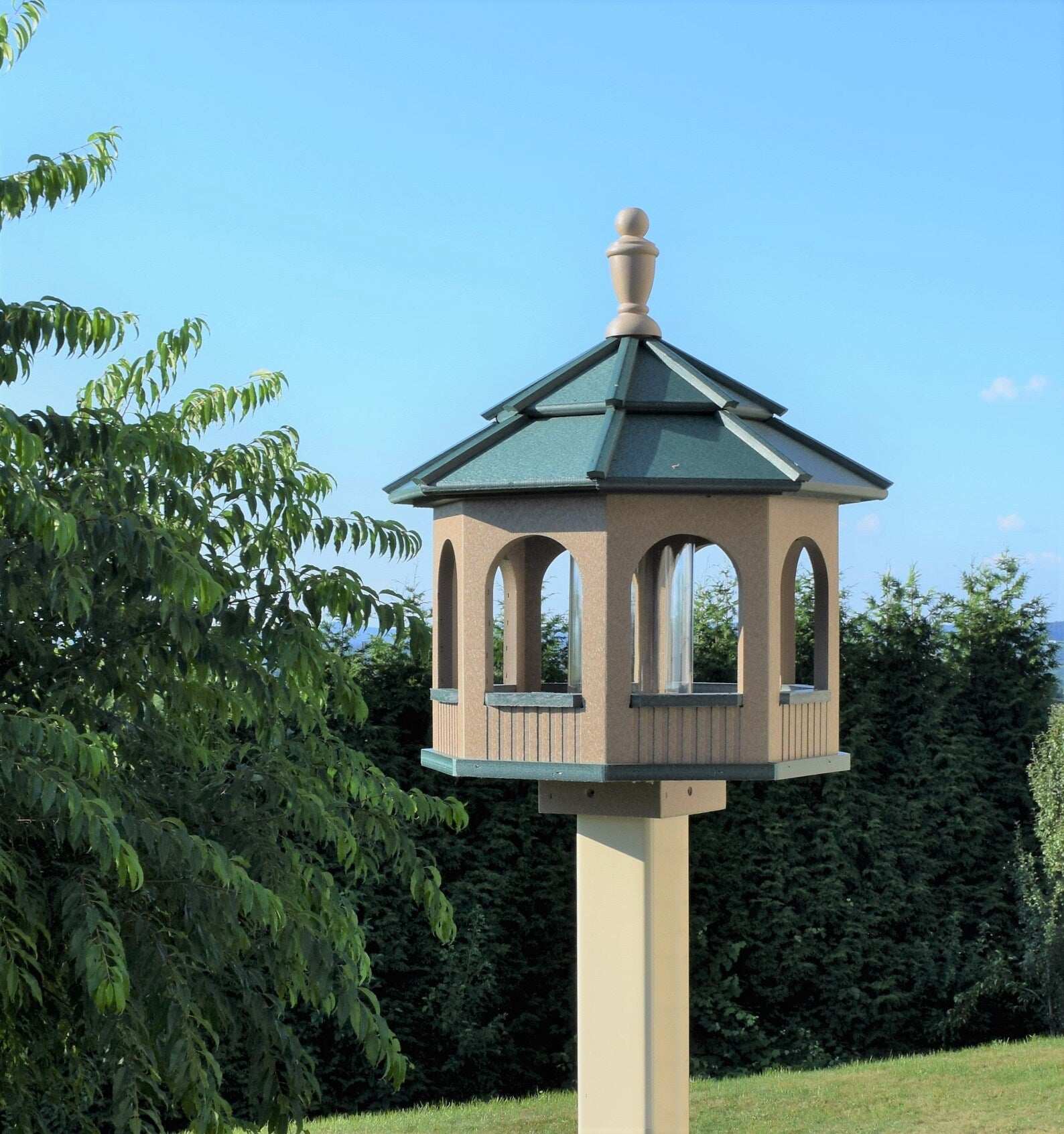 large octagon gazebo bird feeder clay and green