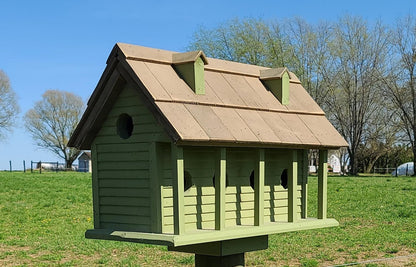 olive green and brown plantation birdhouse