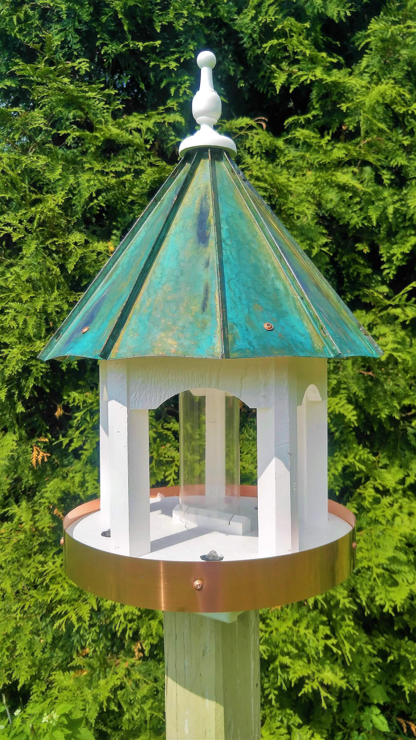 patina round amish bird feeder