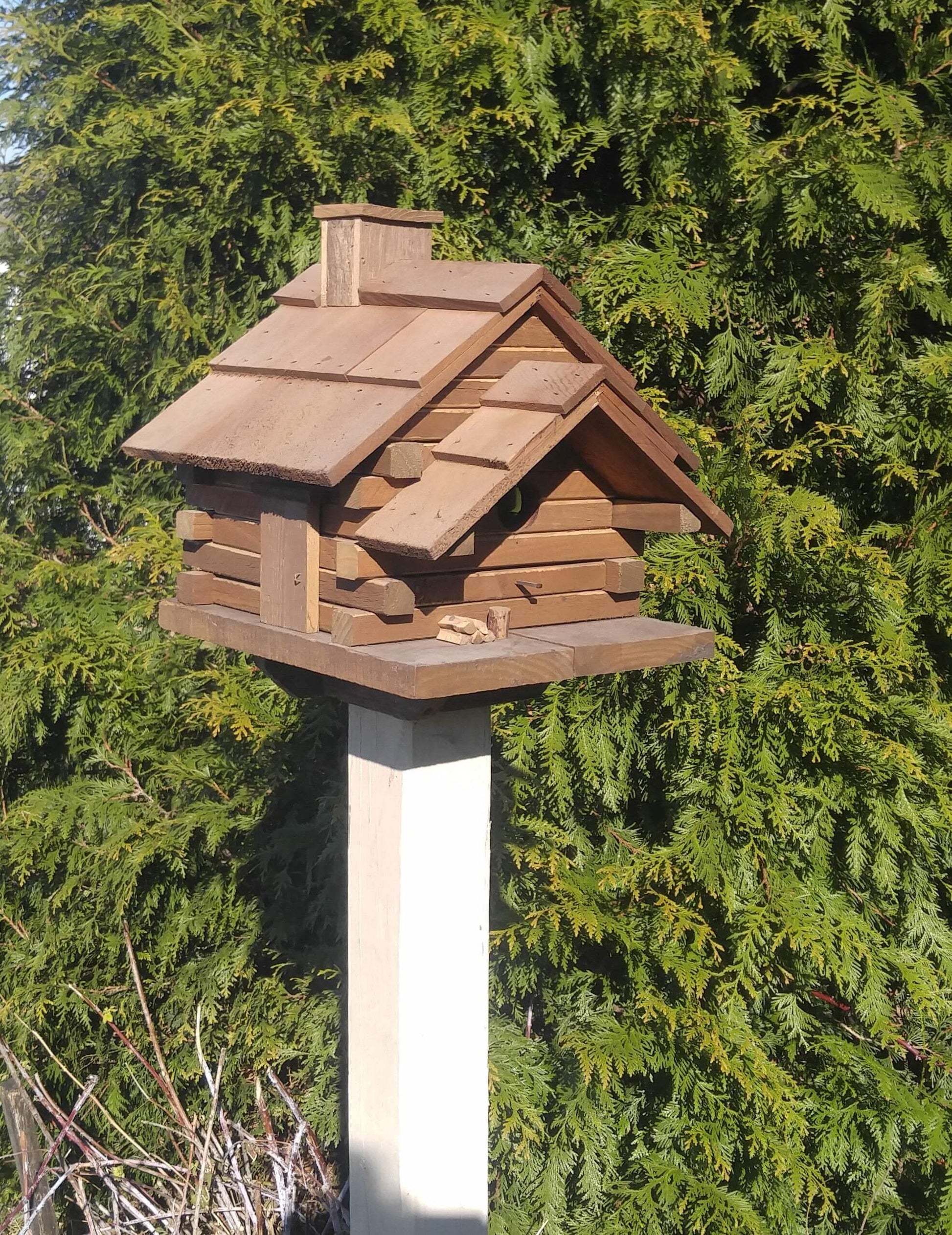 reclaimed log cabin birdhouse