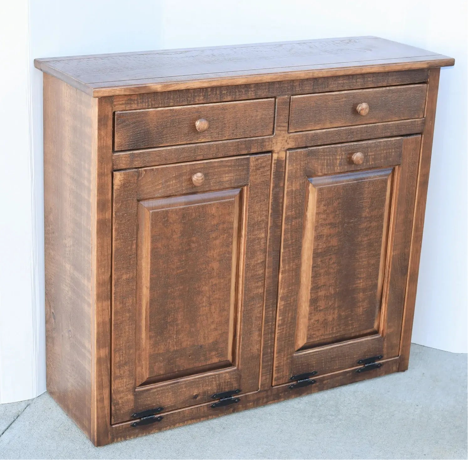 rustic double trash bin