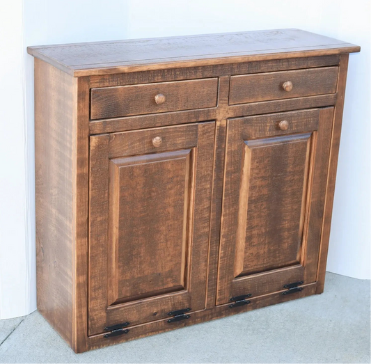 rustic double trash bin