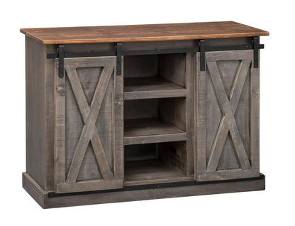solid wood rustic tv cabinet sliding doors