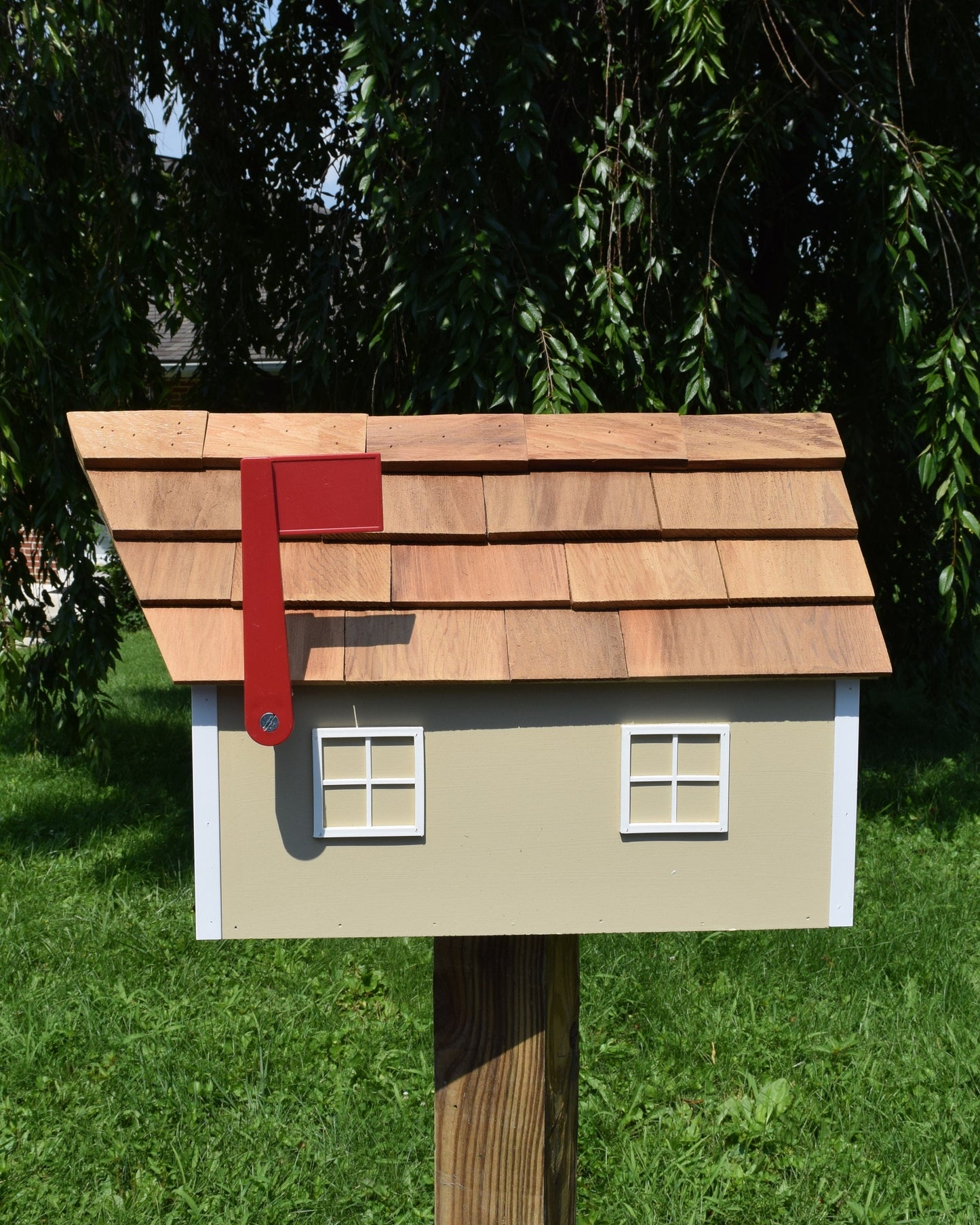 Amish Wooden House Mailbox